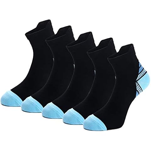 5 Pairs Compression Running Socks for Men & Women Arch Support Circulation & Recovery Plantar Fasciitis Socks for Running Flight Golf Sports Cycling Gym (UK 5-8 // EU 38-42, Blue - 5 Pairs) Cover