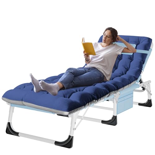 ABORON Heavy Duty Tanning Chair, Outdoor 5-Position Folding Chaise Lounge Chair with Pad, Portable...