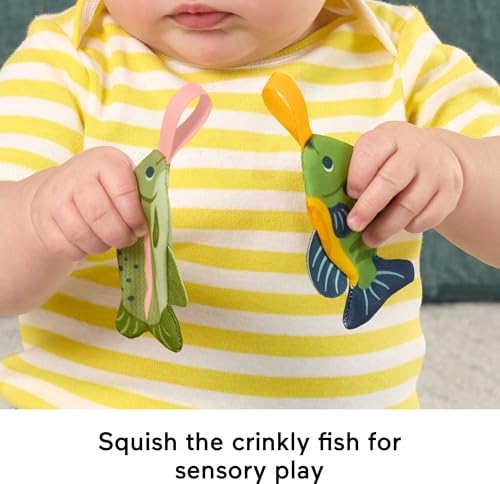 Image of Fisher-Price Baby Toys Mini Me Moments Reel Fun Fishing Set, 4-Piece Sensory Activities for Newborn Developmental Play Ages 3+ Months