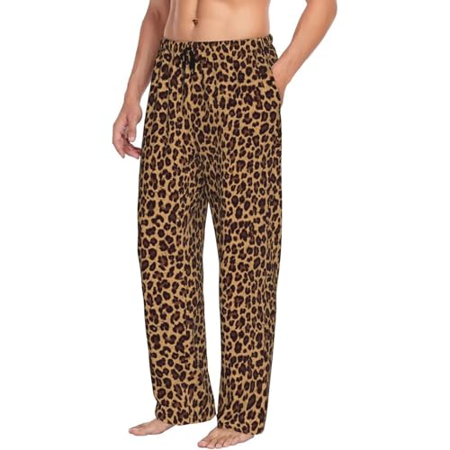 VOSERY Leopard Print Mens Pajama Pants, Soft Sleep Pj Pants for Men, Mens Lounge Pajama Bottoms with Pockets2