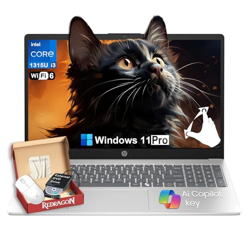 HP 2026 15.6-inch Touchscreen Laptops - 16GB RAM, 512GB SSD, Intel i3 1315U(Up to 4.5GHz), 15.6" HD Anti-Glare, Wi-Fi 6, Ai Copilot, Win 11 Pro, Long Battery Life for Work & Classes, w/Laptop Bundle