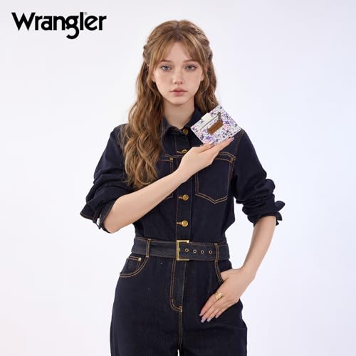Image of Montana West X Wrangler Wallet Small Womens Girls Flower Bifold Card Wallet With RFID Lining and Zipper Coin Pocket