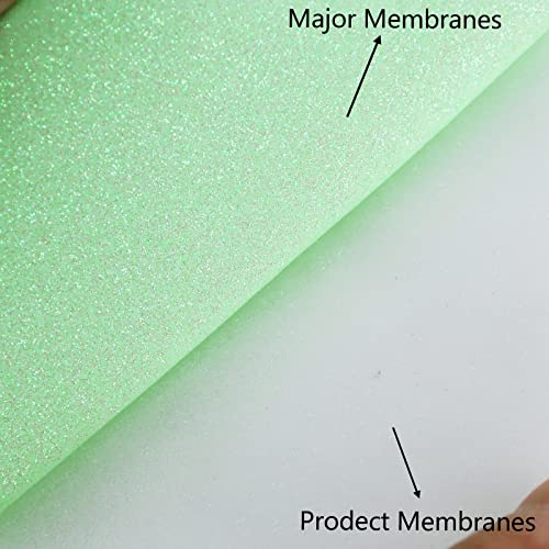 Image of FUNKAKA Glitter Fluorescent Light Green HTV Heat Transfer Vinyl Rolls, 12 inch x 10ft PU Iron on Vinyl for T-Shirts, Glitter HTV Vinyl for All Cutter Machines Easy to Cut & Weed for DIY Design