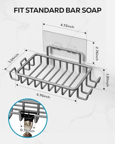image for Nieifi Bar Soap Holder for Shower Wall with 4 Hooks, Stainless Steel A