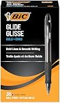 BIC Glide Bold Black Ballpoint Pens, Bold Point (1.6 mm), 36-Count Pack, Retractable Ballpoint Pens With Comfortable Full Grip