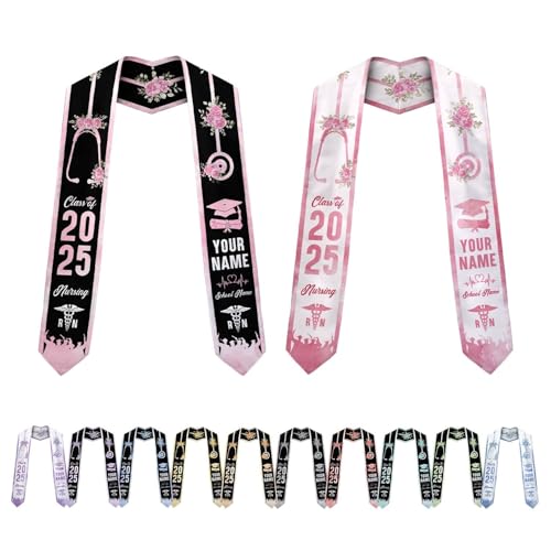 MonkeyVan Personalized Graduation Stole for Nursing Student, Nursing Stole Graduation 2025, RN Nursing Sash Grad Gifts S309