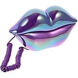 DIYEAH Lippentelefon Schnurgebunden Tischdekoration aus Abs Kunststoff Rotes Retro Festnetztelefon für Zuhause Büro