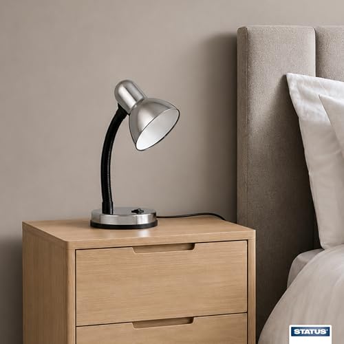 Image of Status Palma SBDL2028ESSLV16 Desk Lamp Flexible Desk Lamp Silver Desk Lamp Study Office Bedroom