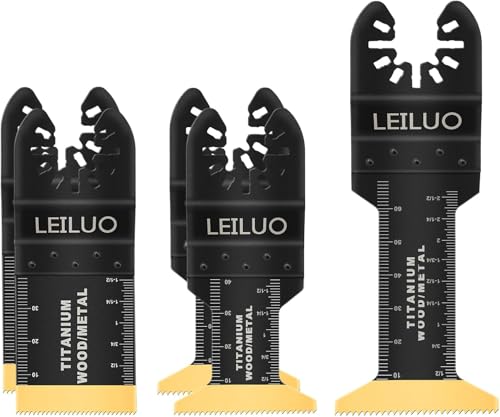 Leiluo Lot de 5 lames oscillantes en titane pour outils multifonctions pour matériaux durs en métal et bois Lame de scie oscillante Compatible avec Dewalt...