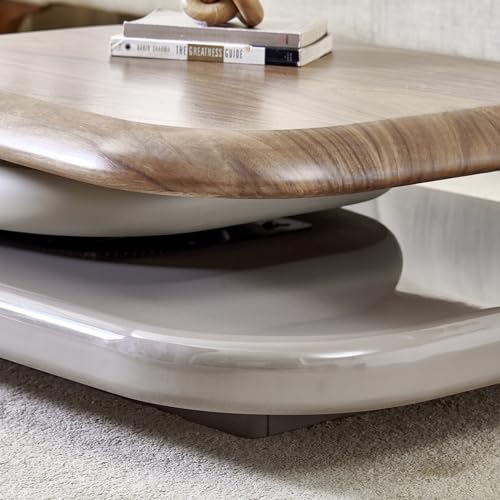 Image of Home Centre | Plaza SwivelCoffee Tables | Center Table for Living Room | Engineered Wood | Walnut | 1 Year Warranty
