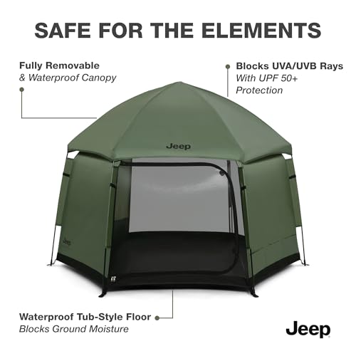 Jeep Hex-Lite Travel Pop-Up Play Yard by Delta Children, Olive Green by Delta Children - Used condition - Image 5
