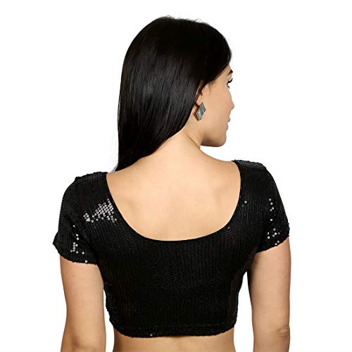 Women's Designer Saree Blouse Readymade - Stretchable Sequin Top Blouse for Saree Indian2