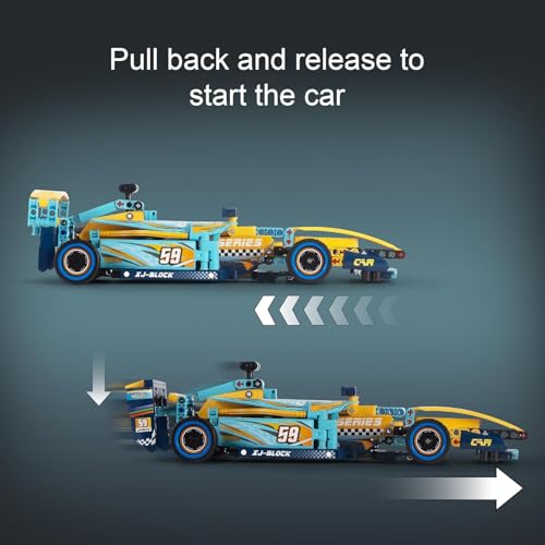 Image of Chocozone Pull Back Race Car Model Building Set, Formula One Speed Champion Car Building Block Toys for 10+ Years Old Boys Girls & Adult - 635PCS