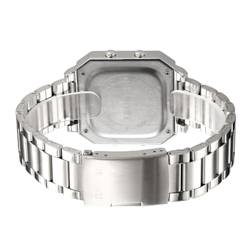 Mens Digital Watch for Men, Stainless Steel Square Watches, Digital Wrist Watches Waterproof Dual Time Date Watch3