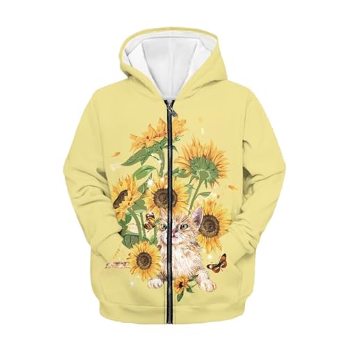 Boys Girls Long Sleeve Hoodies Zipper Sweatshirt Hoodie Cute Sweatshirt Pullover Tops with Pockets Age 6-14