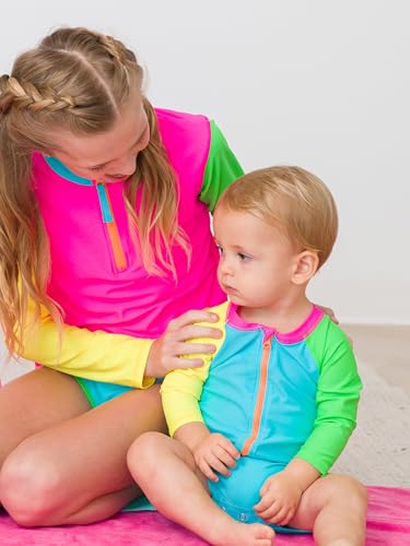 Image of RUGGEDBUTTS Baby /Toddler Boy Swimsuit, One Piece Zipper Rash Guard Sunsuit with UPF 50+ Sun Protection