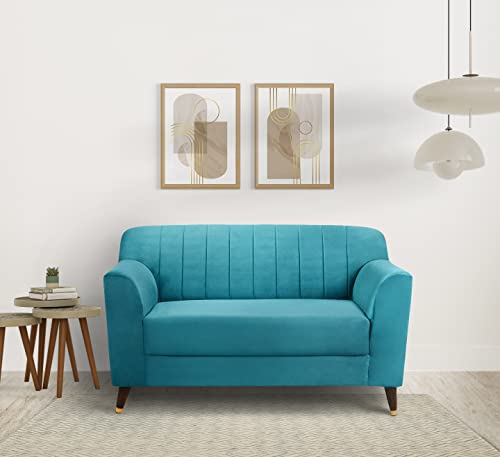 Image of Amazon Brand - Solimo Arwold 2 Seater Sofa (Velvet Fabric, Sky Blue)