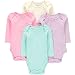 Wan-A-Beez Infant 4 Pack Basic Long-Sleeve Bodysuits - Pastel Pointelle - 3-6 Months