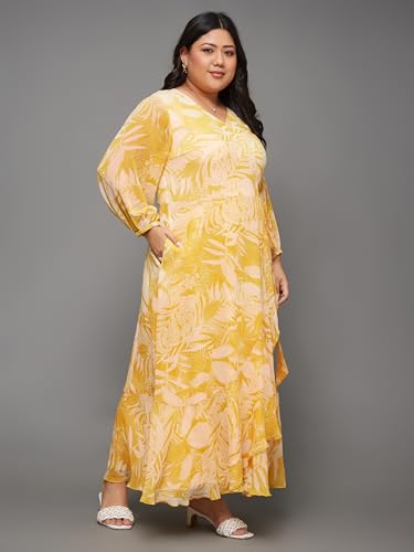 Image of Miss Chase A+ Women's Bohemian V-Neck Flutter Sleeve Chiffon Relaxed Fit Wrap Maxi Dress