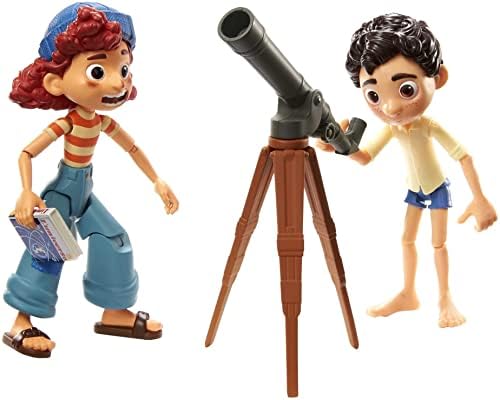 Disney Pixar Luca Stargazers Pack with Luca Paguro & Giulia Posable Authentic Action Figure Movie Characters & Telescope & Book Accessories, Gift for Kids Ages 3 Years & Older [Amazon Exclusive]