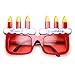 Happy Birthday Cake and Candles Party Favor Celebration Sunglasses (Red Red)