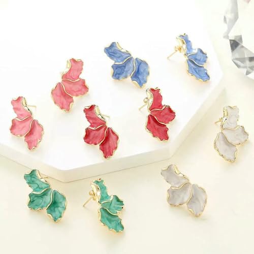 Pendientes de tuerca vintage JYDMS de flor al aceite blanco para joyería de fiesta de mujer 4