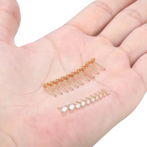 Image of Oveta Threadless Nose Stud Stainless Steel 20G 18G 16G Threadless Flat Back Tragus Earrings Labret Medusa Monroe Ashely Lip Piercing Jewerly Gold