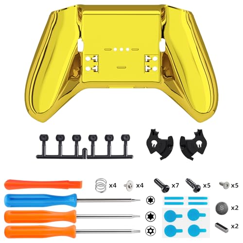 Image of eXtremeRate Replacement Bottom Shell Case for Xbox Elite Series 2 Controller, DIY Custom Chrome Gold Back Housing Shell Cover for Xbox Elite Series 2 Core Wireless Controller Model 1797- No Controller