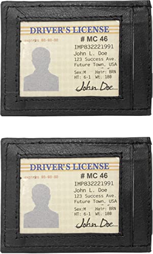 Set of 2 - Made in India Genuine Cowhide Slim Leather Front Pocket Wallet and Magnetic Money Clip