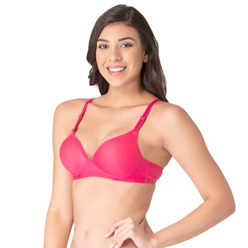 Image of Komli - Heavily Padded Push-Up Bra - Cotton Rich - Balconette - 3 /4th Coverage, Seamless, Wireless, Multiway Straps - T-Shirt Bra