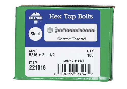 Hillman 5/16 in. Dia. x 2-1/2 in. L Zinc Plated Steel Hex Tap Bolt 100 pk