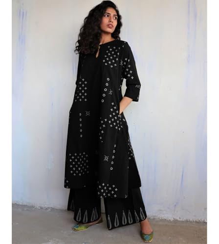 Image of GoSriKi Women Kurta Set | Rayon Viscose Printed A Line Kurta with Pant | Ethnic Wear for Women | Indian Casual Office Daily Summer Outfit