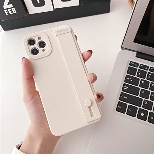 Coque silicone iPhone 8 Plus blanche bracelet couleur unie antichoc souple