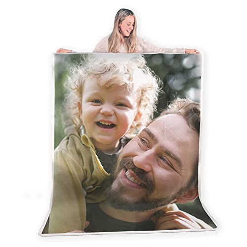 FrameStory Custom Blanket Personal Photos & Text, Fully Customizable Size, Image, Message- Quality Soft Sherpa Fleece Throw Blanket for Holiday, Birthday, Gifting, Anniversary, Special Occasion