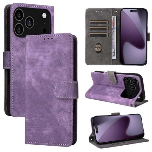 Étui en cuir pour iPhone 17 Air violet uni avec rabat magnétique chic