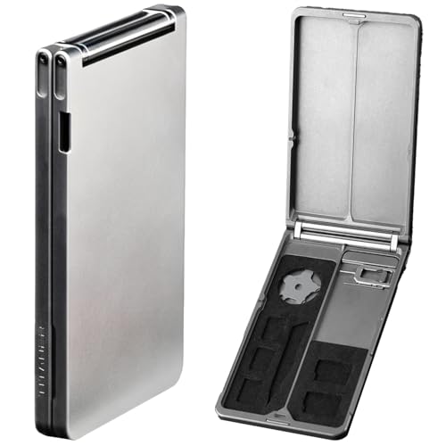 TITANER Titanium EDC Wallet, GR5 Titanium with RFID Blocking, 360 Flip Card Access, Hidden SIM Pin & Slim Minimalist Design Metal Card Case for Men Daily Carry Outdoor (Sandblasted Surface)
