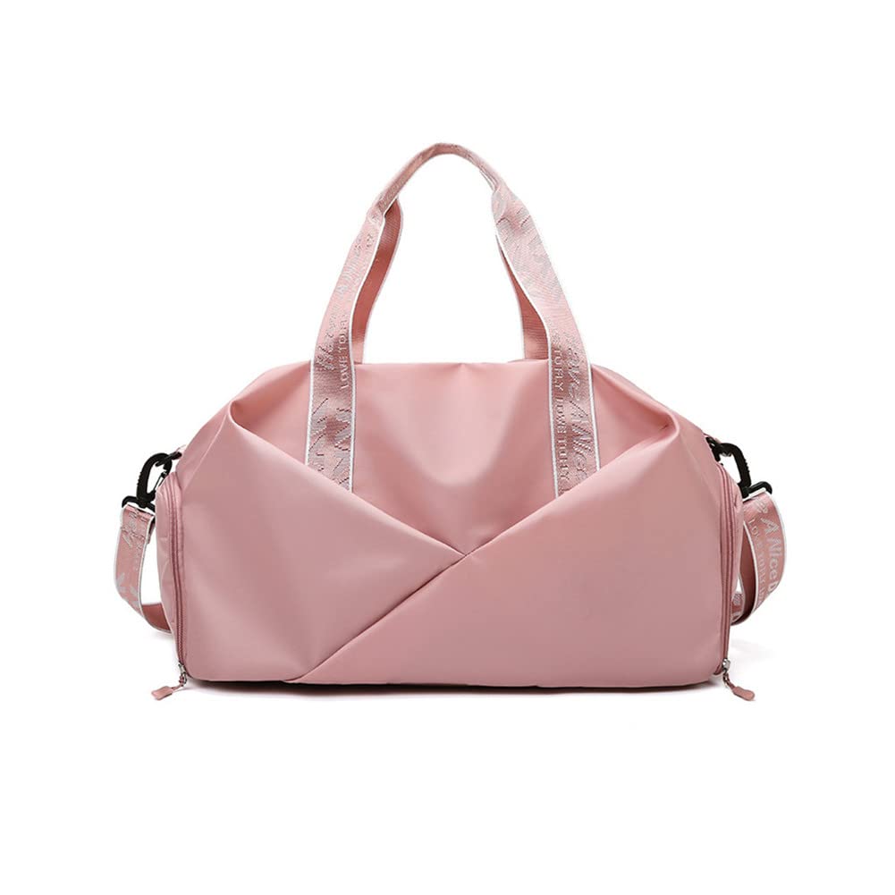 Hixingo Gym Bag with Shoe Compartment and Wet Pocket, Travel Duffle Bag for Men and Women Light Weight Sports Bags for Weekender Swimming Football Basketball (Pink,45x25x23cm)