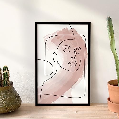Image of Ritwika's Abstract Wall Art Of Outline Of Women Portrait Painting With Frame | Perfect For Home Office Decor | Size 9.5 inch x 13.5 inch Painting (03 - WOMEN)