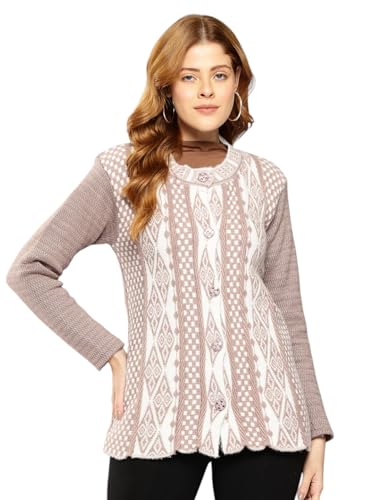 Image of Aarika Womens Winter Wear Maroon Colour Geometric Woolen Cardigan