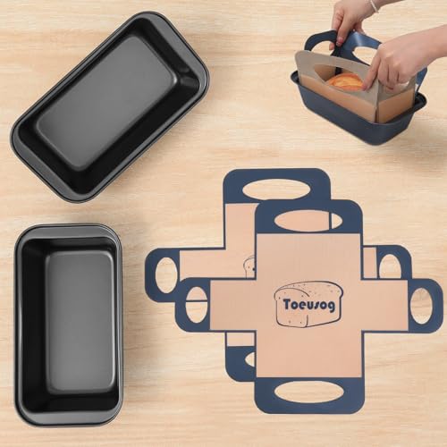 Toeusog Brotbackform Kasten 2er Set: Kastenform Brot 27x15x7cm mit 2x Backmatte - Antihaft Brotform zum Toastbrot Backen - Brot Backform Rechteckig für...