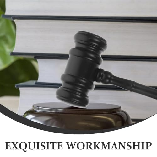 Martillo de juez de madera de haya con base circular para subastas y abogados 7