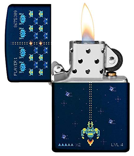 Zippo Pixel Game Design Navy Matte Pocket Lighter #TOP2