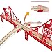 Bunu1492 Wooden Train Track Accessories Set, Double Big Red Suspension Bridges Set, Compatible with All Major Brands Track, Christmas Birthday Gift for Boys Girls, Toys Expansion Pack for Kids Ages 3+