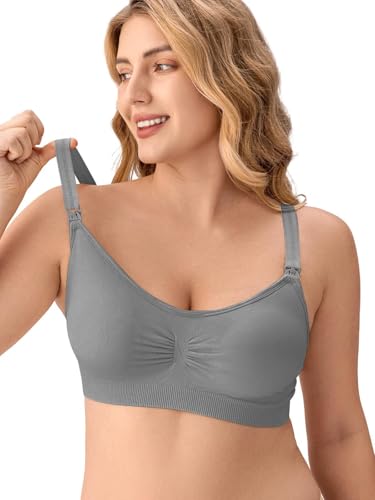 Image of Angelhood Nursing Bra 5 Pack Womens Maternity Breastfeeding Seamless Wireless Sleep Bra with Extenders