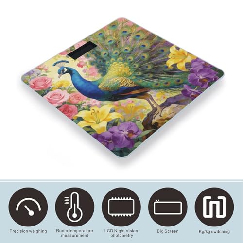 Báscula digital de baño con pantalla LED clara y plataforma de vidrio templado miniatura 3