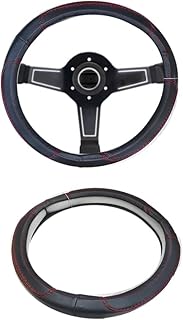 Steering Wheel Cover for Car, Fits Cars SUV and Sedans (Black Red Line,Code:8528) - KaberMisr 2020