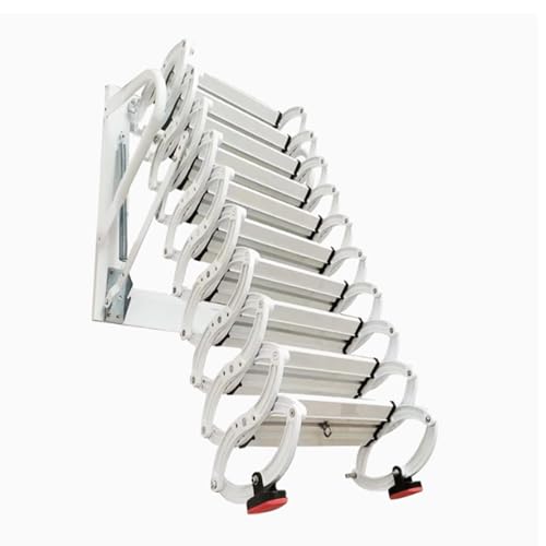 Escalera telescópica plegable antideslizante para ahorrar espacio, escaleras de ático para uso doméstico, fácil de instalar y segura para todas tus necesidades