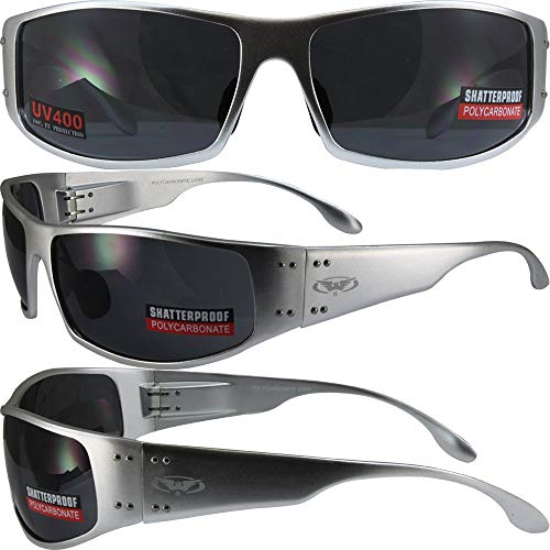 Global Vision BAD-ASS 2 Sport Motorcycle Sunglasses Silver Smoke4