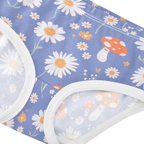 Wusikd Daisies Girls' Underwear Cotton Mushrooms Girls Briefs Soft Toddler Underwear 2T4