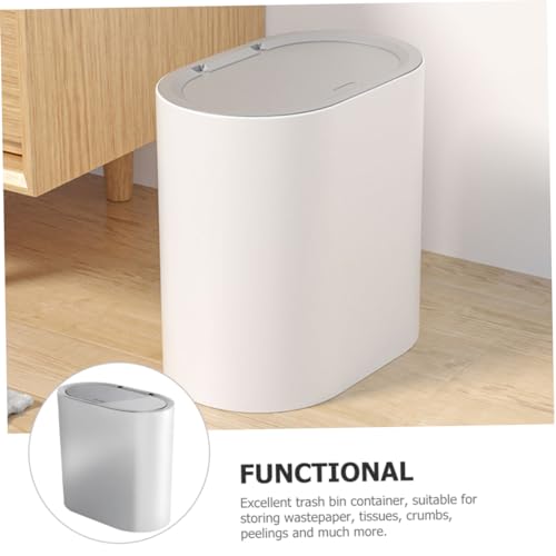 Caneca de basura rectangular con tapa plateada 8L miniatura 4
